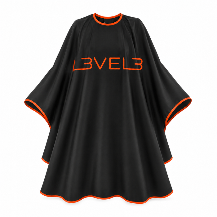 L3VEL3™ Professional Salon Cape With Rubber Neck - Black / Red Trim
