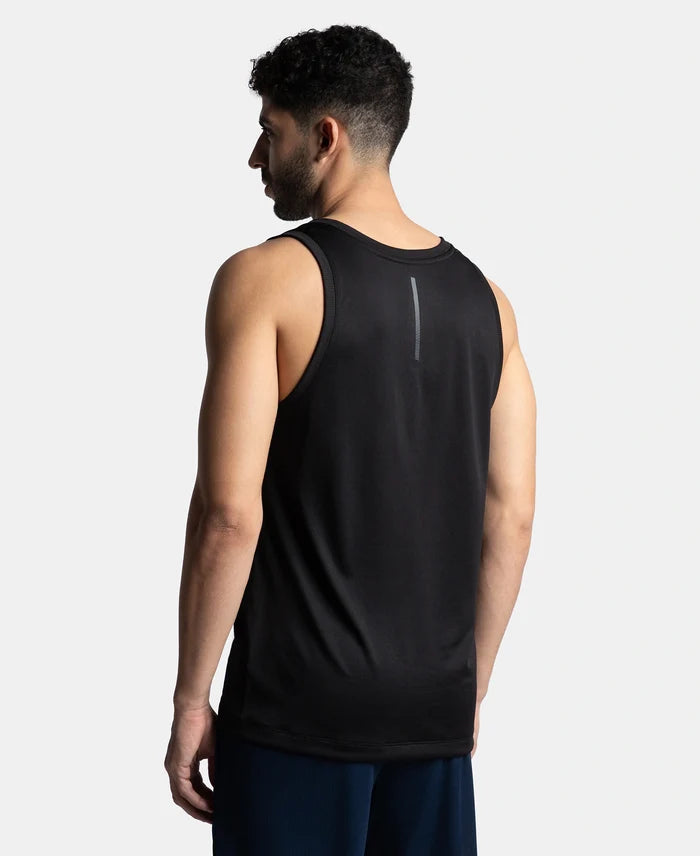 Lightweight Microfiber Solid Tank Top with Breathable Mesh - Black