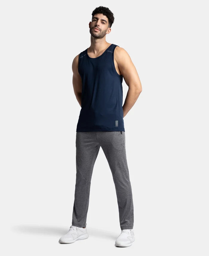 Lightweight Microfiber Solid Tank Top with Breathable Mesh - Navy