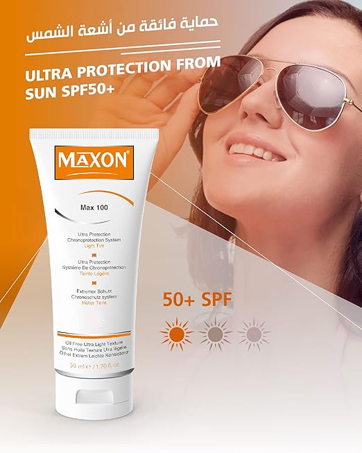 Maxon Max 100 Ultra Protection Tinted Sunscreen Cream 50ml (1+1 Offer), Sunscreen
