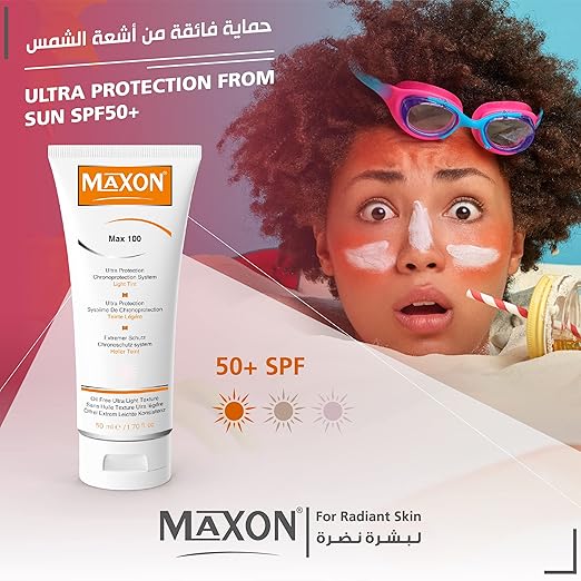 Maxon Max 100 Ultra Protection Tinted Sunscreen Cream 50ml (1+1 Offer), Sunscreen