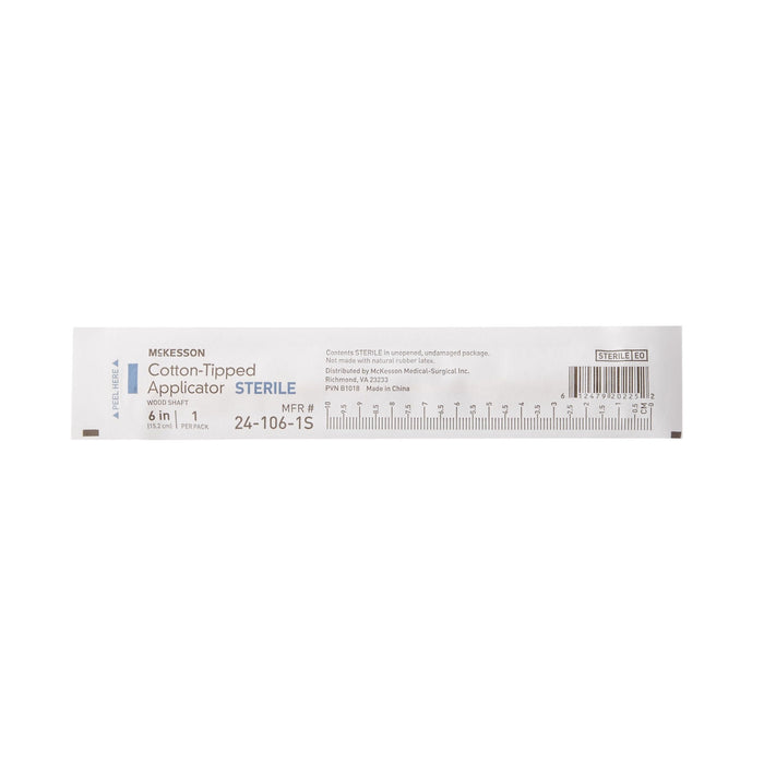 McKesson Sterile Swabsticks, Cotton Tip, 6 Inch Wood Shaft