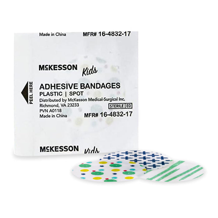 McKesson Kids Round Kid Design (Assorted Prints) Adhesive Spot Bandage, 1 Inch