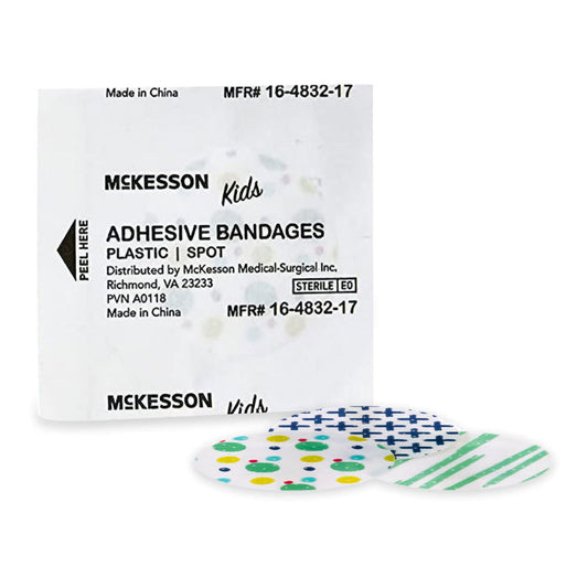 McKesson Kids Round Kid Design (Assorted Prints) Adhesive Spot Bandage, 1 Inch