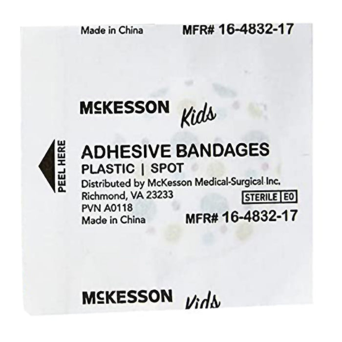 McKesson Kids Round Kid Design (Assorted Prints) Adhesive Spot Bandage, 1 Inch