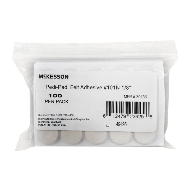 McKesson Pedi-Pad Felt Adhesive Pad 101N 1/8", 100 Per Pack - 30136-Pack - LL Medico