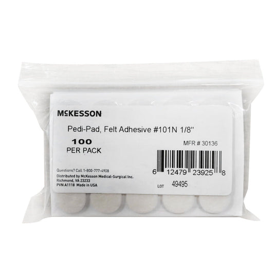 McKesson Pedi-Pad Felt Adhesive Pad 101N 1/8", 100 Per Pack - 30136-Pack - LL Medico