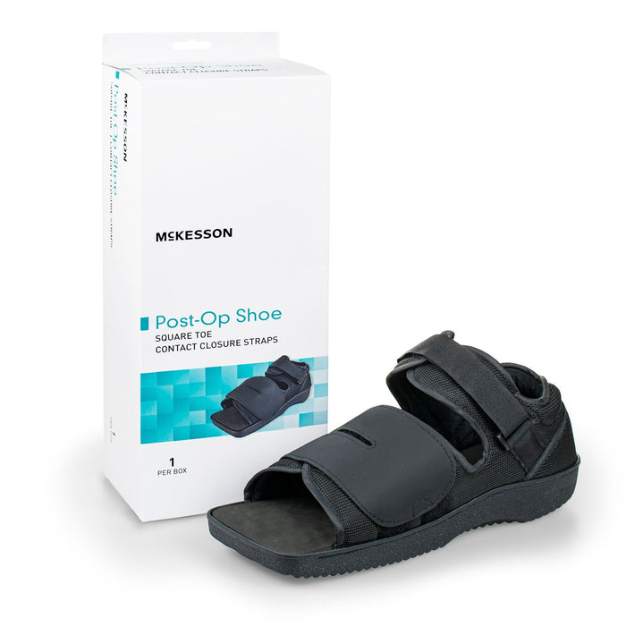 McKesson Post-Op Shoe, Square Toe, Contact Closure Straps, Unisex, Black - 155-79-81233-Single - LL Medico