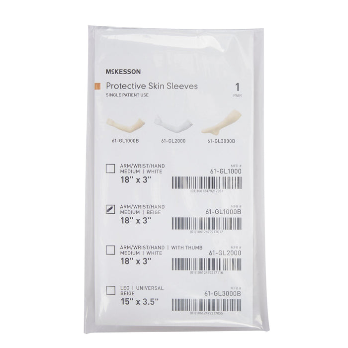McKesson Protective Skin Sleeve, Arm/Wrist/Hand, Medium, Beige, 18" x 3" - 61-GL1000B-Pair - LL Medico