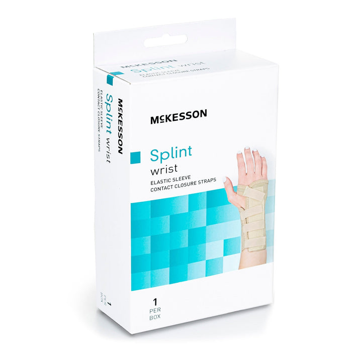 McKesson Wrist Brace, Low Profile, Contoured, Aluminum Support, Left Hand, Beige - 155-79-87082-Single - LL Medico