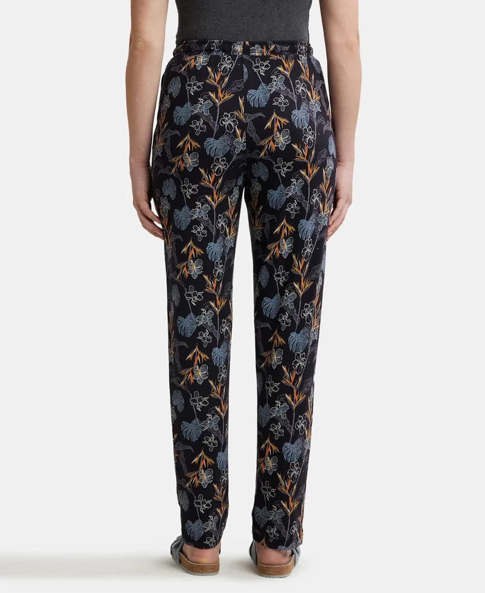 Micro Modal Cotton Relaxed Fit Printed Pyjama with Side Pockets - Black Assorted Prints-3