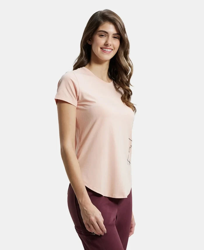 Micro Modal Fiber Relaxed Fit Graphic Print Round Neck Half Sleeve T-Shirt With Curved Hem Styling - Rosecloud-2