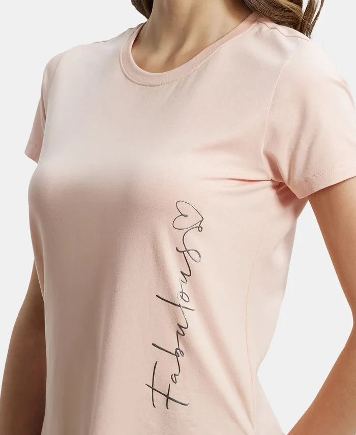 Micro Modal Fiber Relaxed Fit Graphic Print Round Neck Half Sleeve T-Shirt With Curved Hem Styling - Rosecloud-6