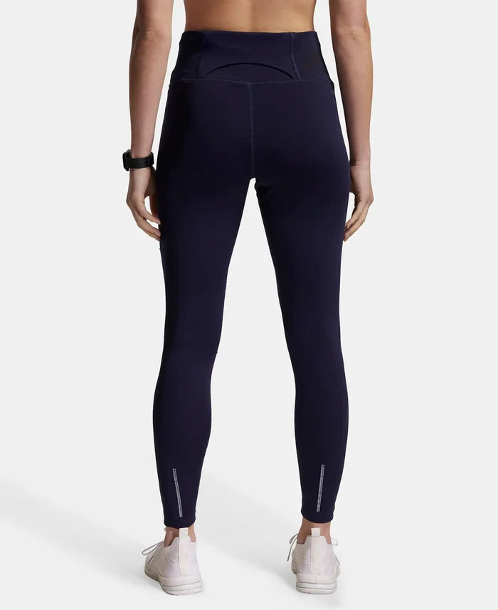 Microfiber Elastane Performance 7/8th Leggings with Broadwaistband & Back Pocket - Peacoat-3