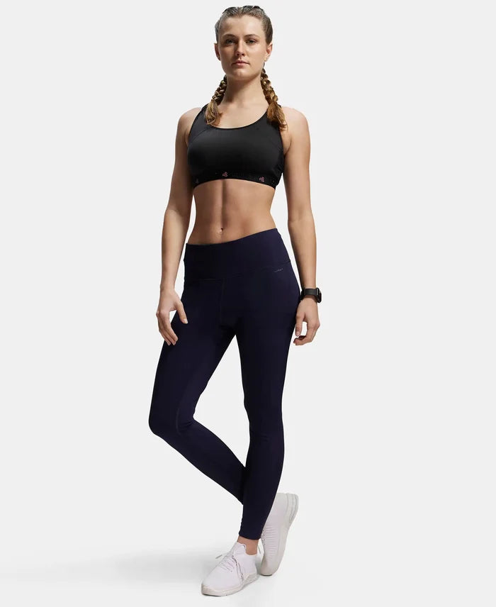 Microfiber Elastane Performance 7/8th Leggings with Broadwaistband & Back Pocket - Peacoat-6