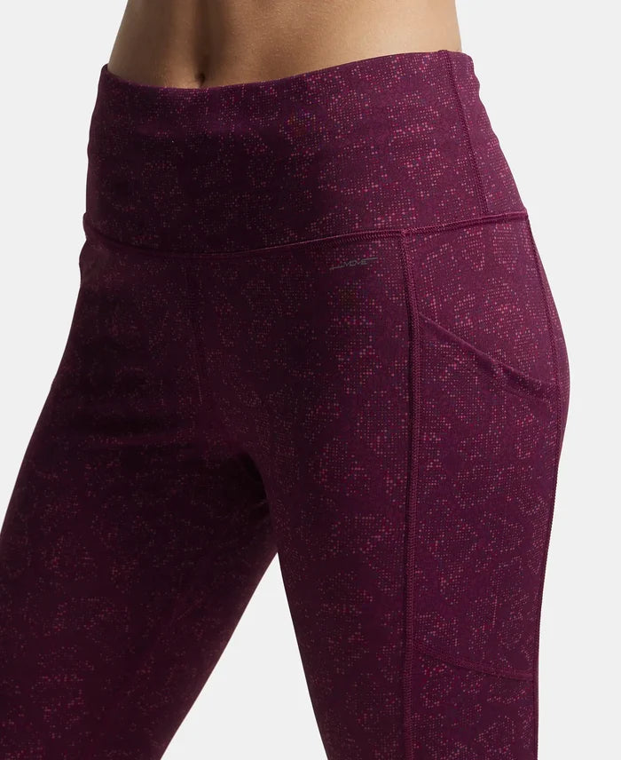 Microfiber Elastane Performance Leggings with Breathable Mesh - Grapewine Print-7