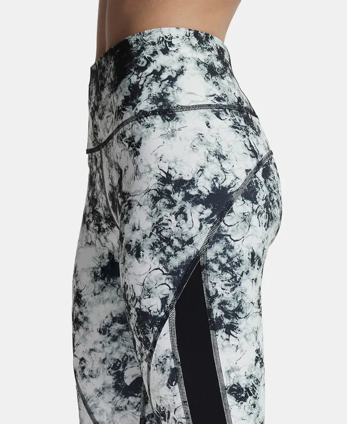 Microfiber Elastane Slim Fit Capri with Back Waistband Pocket - Black Printed-7