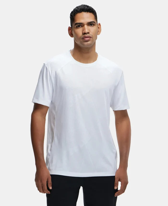 Microfiber Fabric Round Neck Half Sleeve T-Shirt with Breathable Mesh - White-1