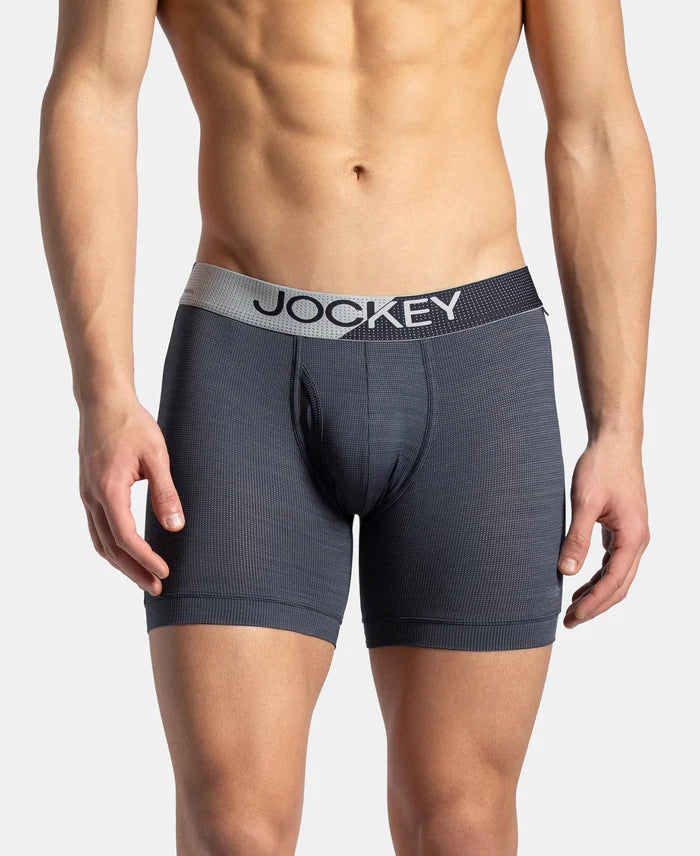 Microfiber Mesh Elastane Stretch Performance Boxer Brief with StayDry Technology - True Navy
