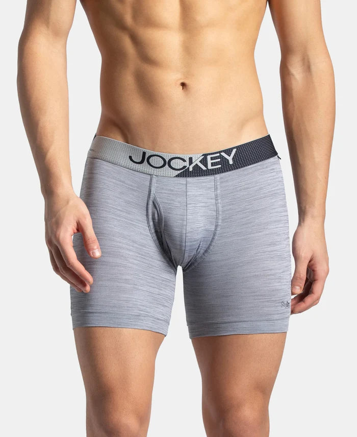 Microfiber Mesh Elastane Stretch Performance Boxer Brief with StayDry Technology - Mid Grey
