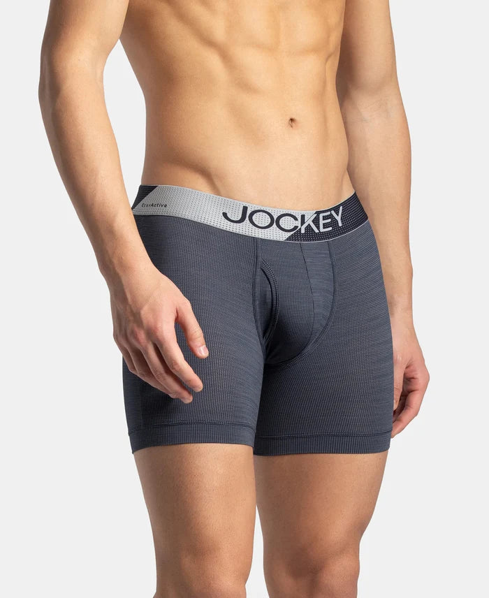 Microfiber Mesh Elastane Stretch Performance Boxer Brief with StayDry Technology - True Navy