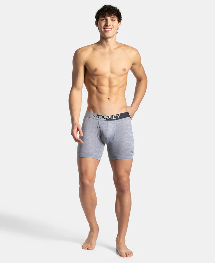 Microfiber Mesh Elastane Stretch Performance Boxer Brief with StayDry Technology - Mid Grey