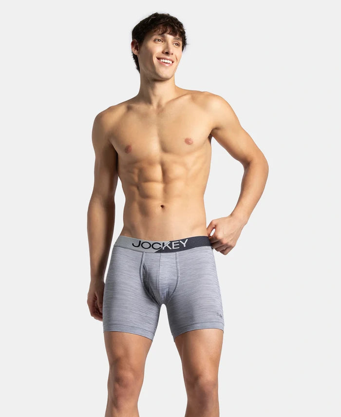 Microfiber Mesh Elastane Stretch Performance Boxer Brief with StayDry Technology - Mid Grey