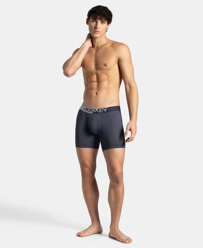 Microfiber Mesh Elastane Stretch Performance Boxer Brief with StayDry Technology - True Navy
