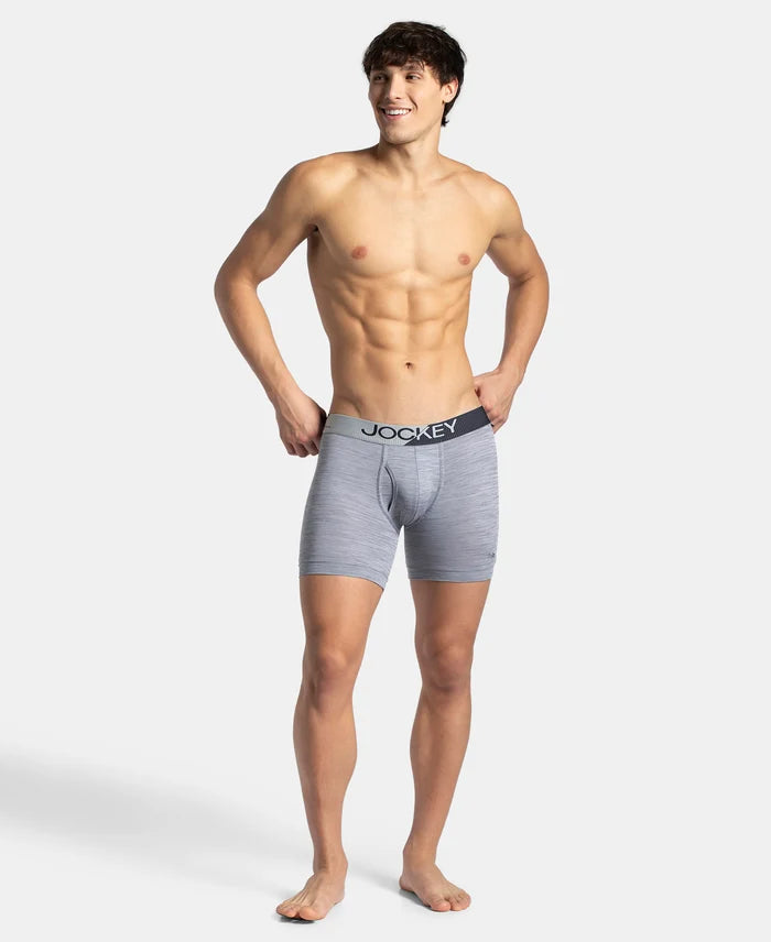 Microfiber Mesh Elastane Stretch Performance Boxer Brief with StayDry Technology - Mid Grey