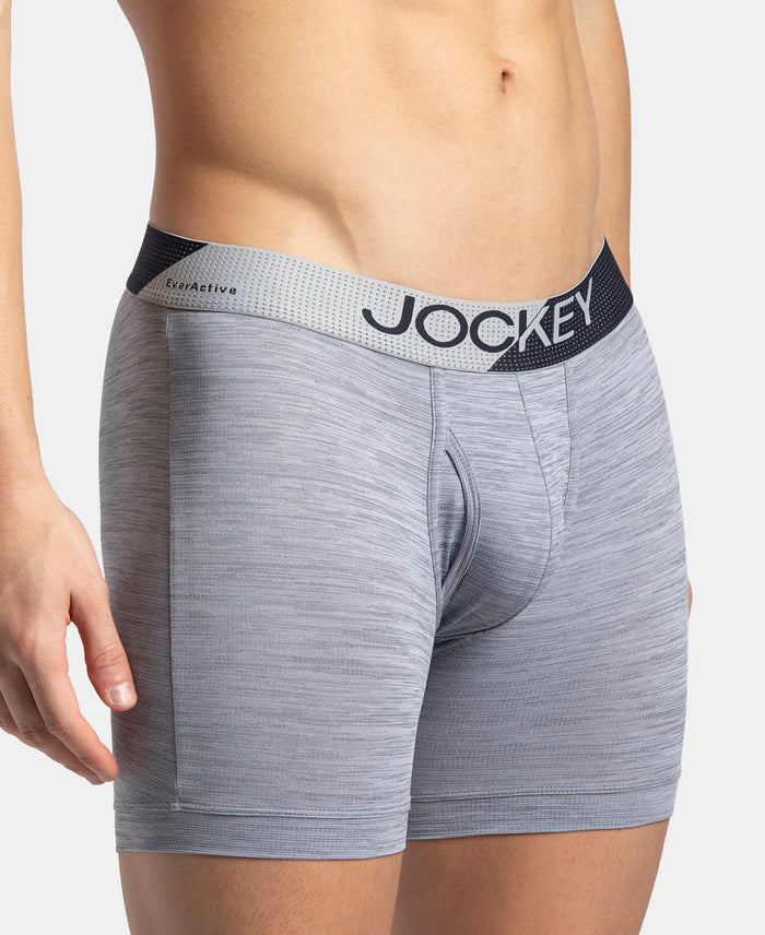 Microfiber Mesh Elastane Stretch Performance Boxer Brief with StayDry Technology - Mid Grey