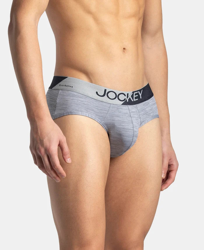 Microfiber Mesh Elastane Stretch Performance Brief with StayDry Technology - Mid Grey