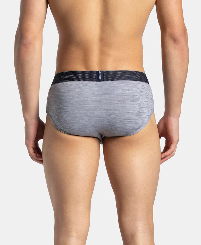 Microfiber Mesh Elastane Stretch Performance Brief with StayDry Technology - Mid Grey