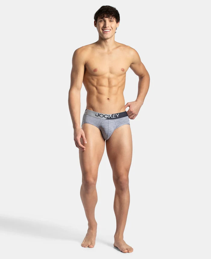 Microfiber Mesh Elastane Stretch Performance Brief with StayDry Technology - Mid Grey