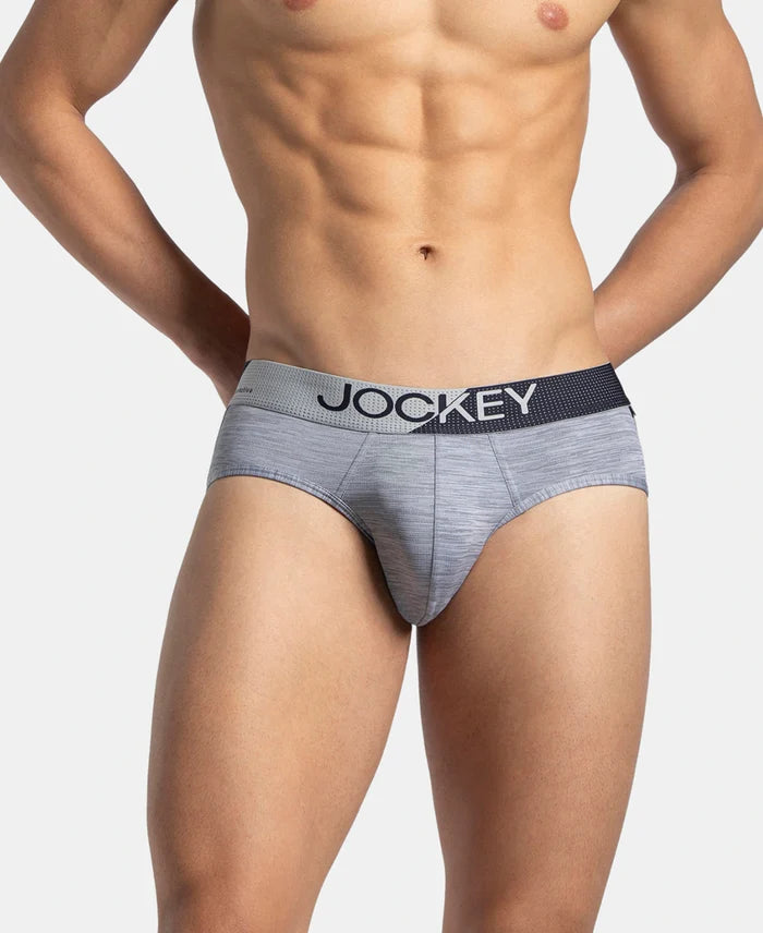Microfiber Mesh Elastane Stretch Performance Brief with StayDry Technology - Mid Grey