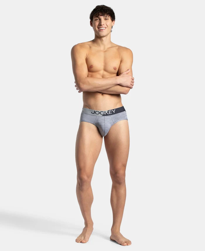 Microfiber Mesh Elastane Stretch Performance Brief with StayDry Technology - Mid Grey
