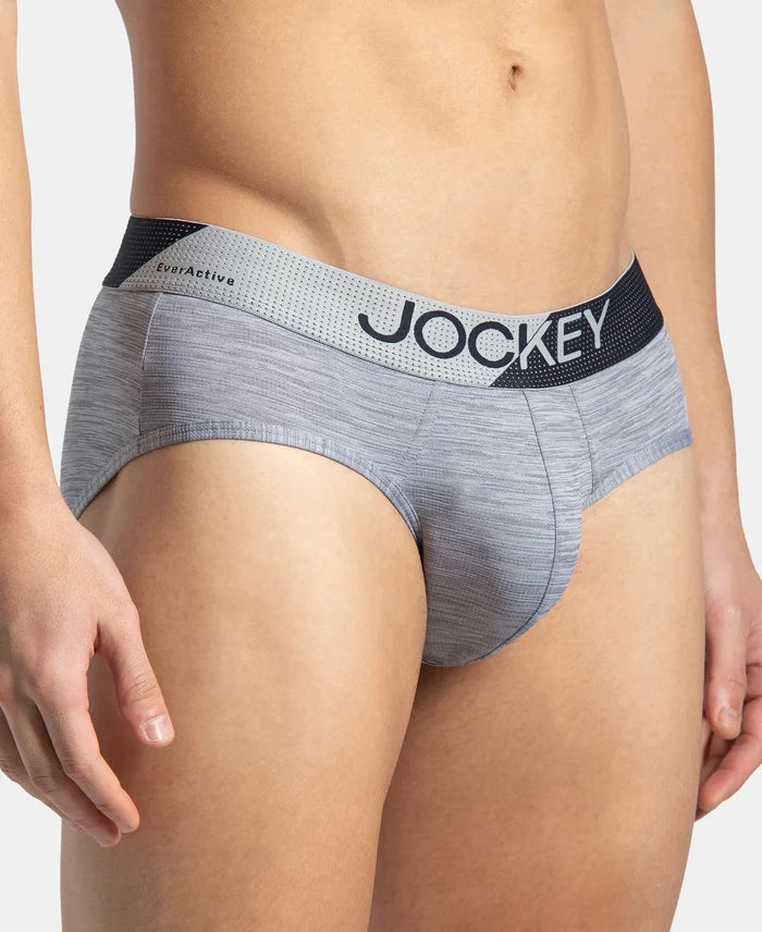 Microfiber Mesh Elastane Stretch Performance Brief with StayDry Technology - Mid Grey