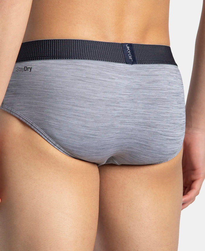 Microfiber Mesh Elastane Stretch Performance Brief with StayDry Technology - Mid Grey