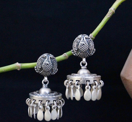 Mizoya Peacock Motif Jhumkis