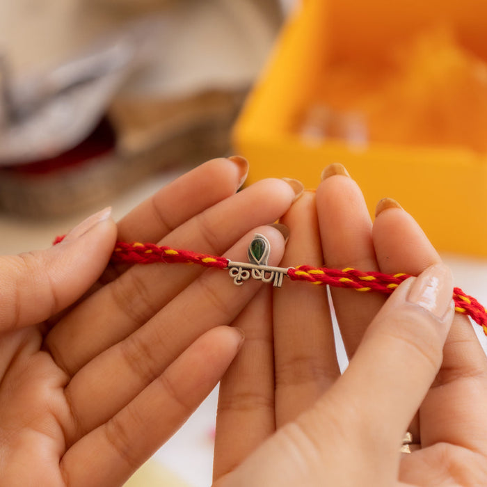 925 pure silver Krishna motif rakhi