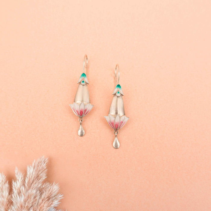 Moh Neerja Enamel Fish Hook Earrings