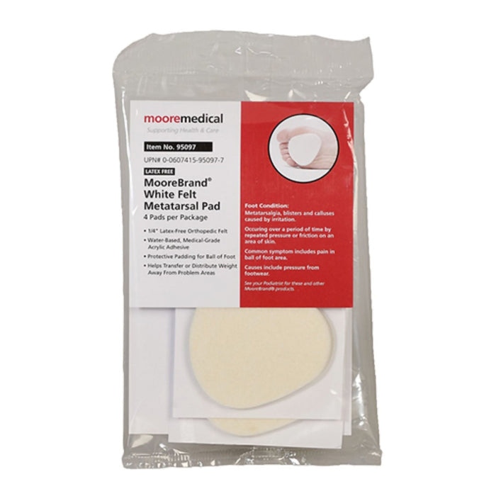 Moore Medical MooreBrand White Felt Metatarsal Pad, 4 Pads - 95097-Pack - LL Medico