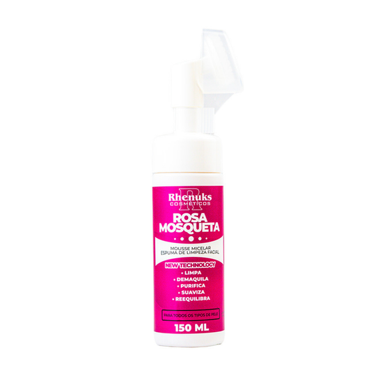 Mousse Micelar Espuma de Limpeza Facial Rosa Mosqueta 150ml Rhenuks Cosméticos