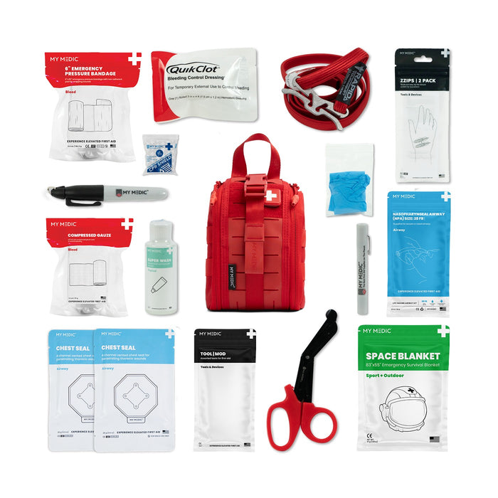 My Medic TFAK Trauma First Aid Kit, Red Nylon Bag - MM-KIT-SPC-S-TFAK-RED - LL Medico