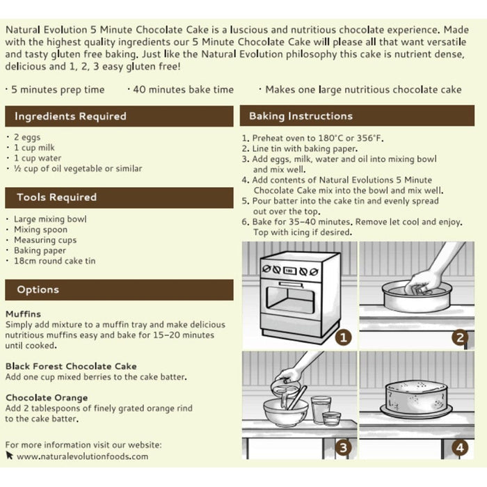 Natural Evolution 5-Minute Chocolate Cake Mix - 465g