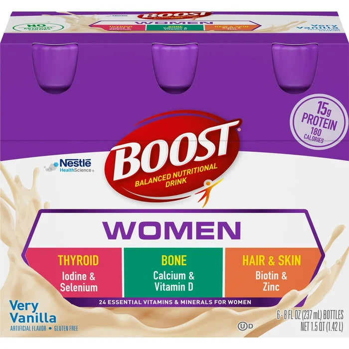 Nestle Boost Women Balanced Nutritional Drink, Very Vanilla, 8 oz bottle, CS/24 - 00041679473733 - LL Medico