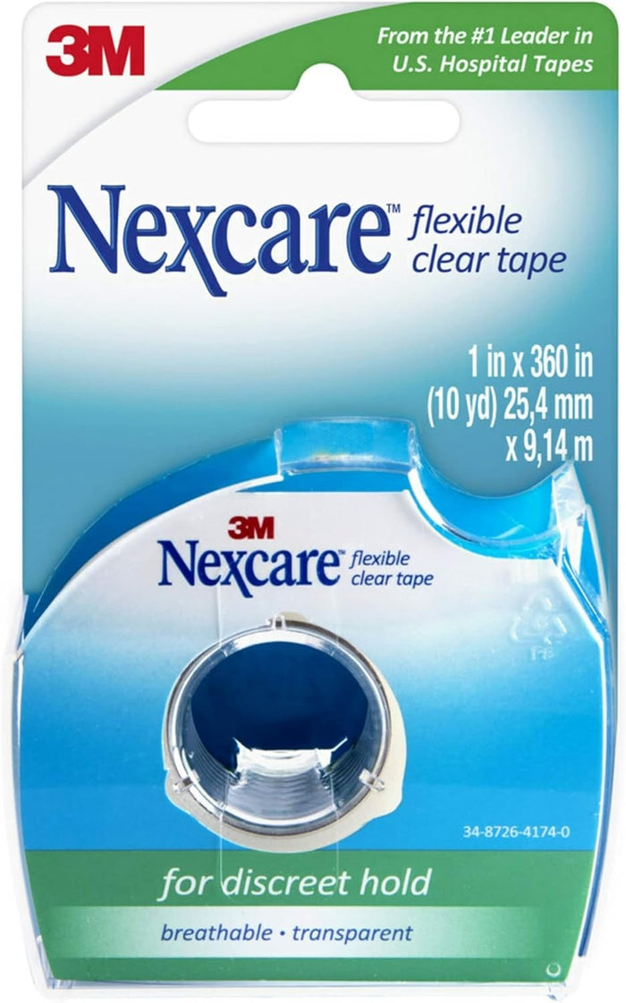 3M Nexcare Flexible Stretchy Fabric Medical Tape, 1 Inch x 10 Yard, Clear