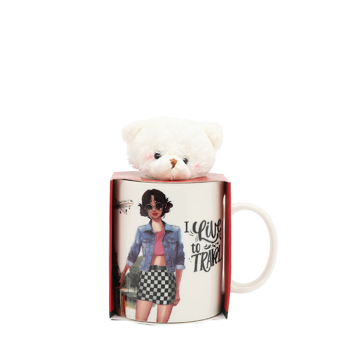 NIKKY CERAMIC MUG WITH BUNNY KEYCHAIN