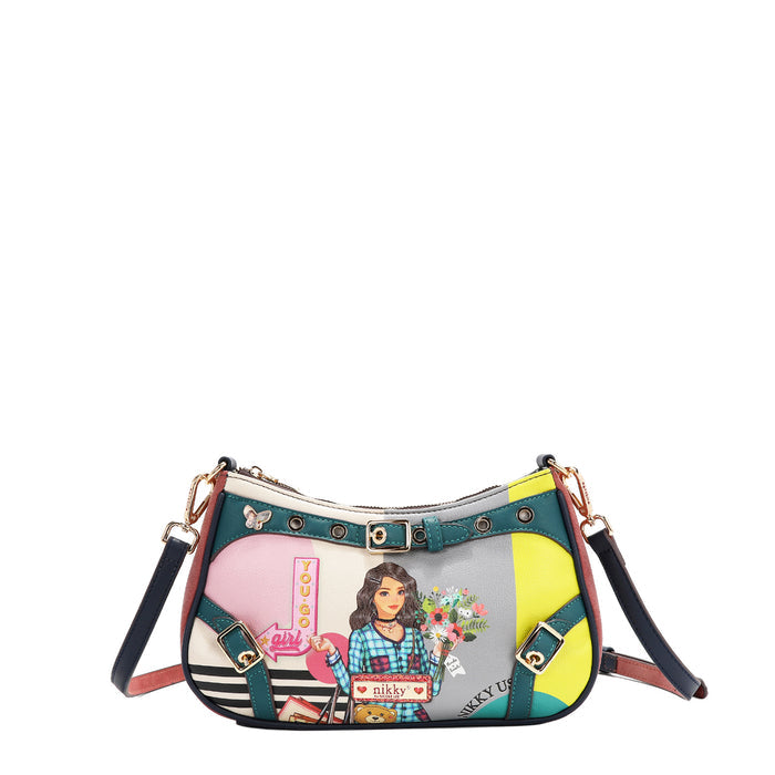 NIKKY GOES SHOPPING CRESCENT CROSSBODY BAG