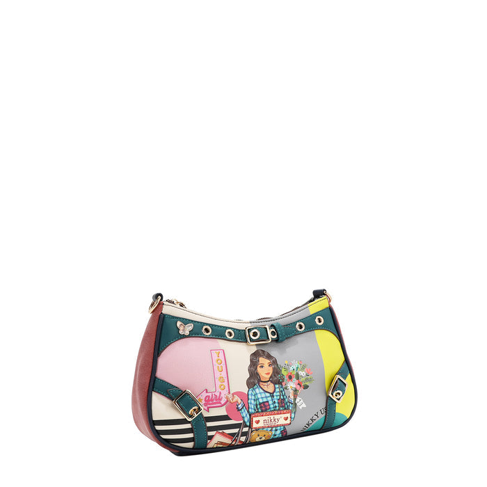 NIKKY GOES SHOPPING CRESCENT CROSSBODY BAG