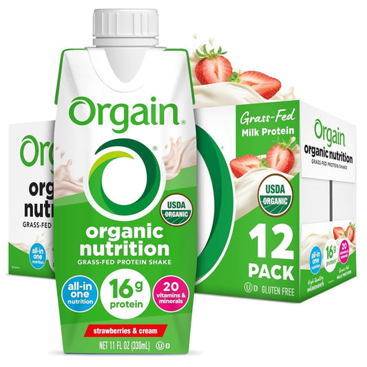 Orgain Organic Nutritional Shake, Strawberries and Cream, 11 oz - 851770003087-Single - LL Medico